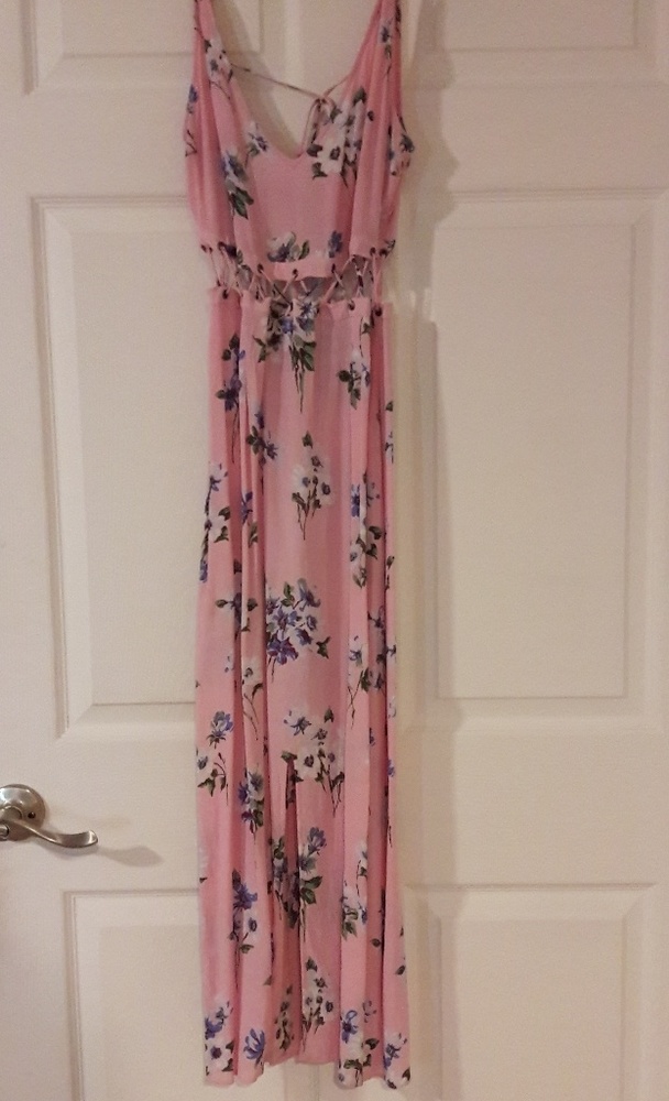 Topshop midi- length pink floral summer dress